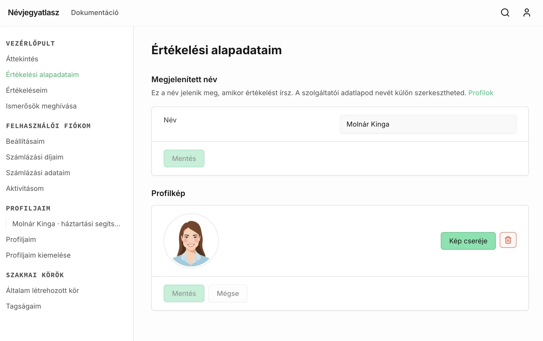 Értékelési alapadataim